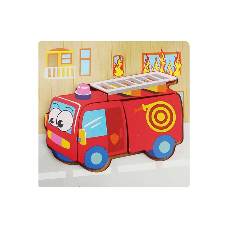 3D Wooden Puzzle Jigsaw Toys For Children Wood 3d Cartoon Animal Puzzles Intelligence Kids Early Educational Toys Red