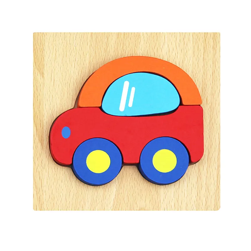 3D Wooden Puzzle Jigsaw Toys For Children Wood 3d Cartoon Animal Puzzles Intelligence Kids Early Educational Toys Light Red big image 1