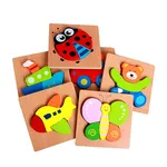 3D Wooden Puzzle Jigsaw Toys For Children Wood 3d Cartoon Animal Puzzles Intelligence Kids Early Educational Toys  image 4