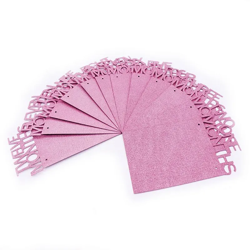 Baby Birthday Party Age Pull Flag Frame Decor  Light Pink big image 1