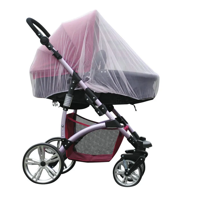 carrinho de bebê mosquiteiro cobertura completa carrinho de bebê universal aumentar criptografia carrinho de guarda-chuva carrinho rede anti-mosquito Rosa big image 1