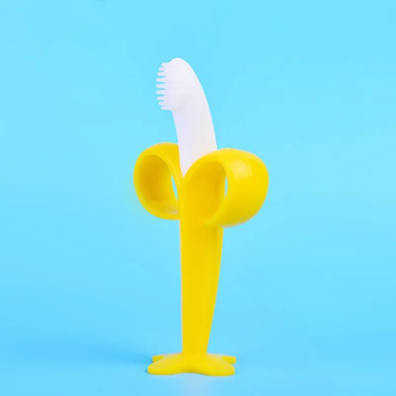 Banana Baby Silicone Toothbrush, Training Banana Teether for Babies  big image 1