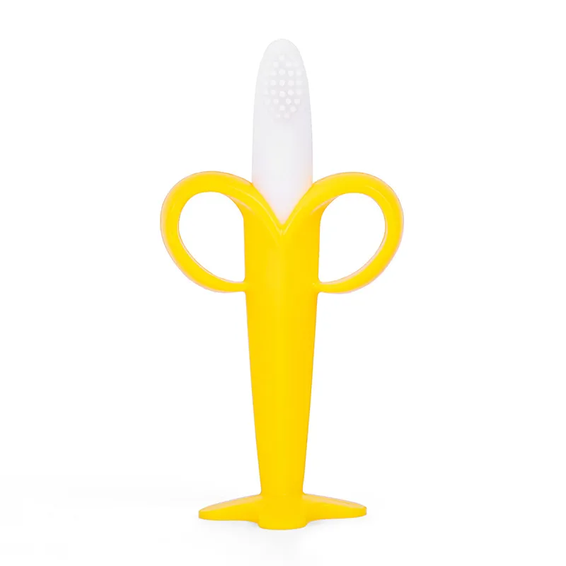 escova de dentes de silicone para bebê em banana, mordedor de banana para treinar Amarelo big image 1