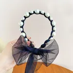 Pearl Streamer Long Ribbon Headband for Girls Black
