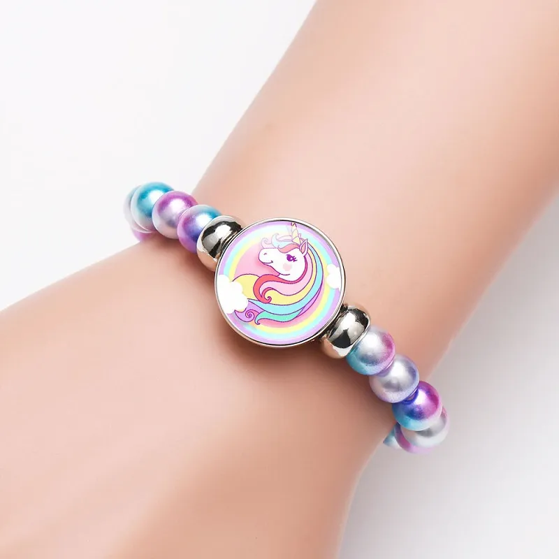 Kleinkind Cartoon Einhorn buntes Perlenarmband