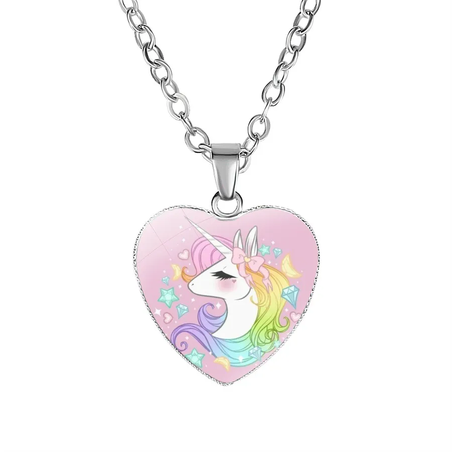 Unicorn Necklace Heart Pendant Jewelry for Girls  big image 1
