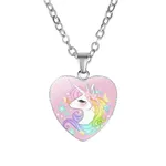 Unicorn Necklace Heart Pendant Jewelry for Girls Light Pink
