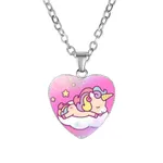 Unicorn Necklace Heart Pendant Jewelry for Girls Pink
