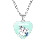 Unicorn Necklace Heart Pendant Jewelry for Girls Light Blue