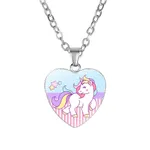 Unicorn Necklace Heart Pendant Jewelry for Girls Multi-color