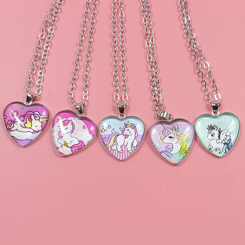 Unicorn Necklace Heart Pendant Jewelry for Girls