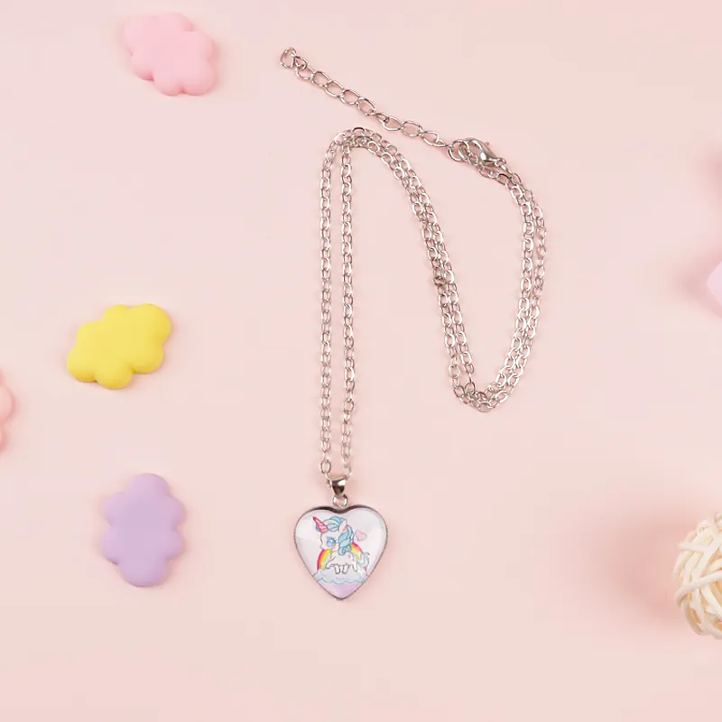 Unicorn Necklace Heart Pendant Jewelry For Girls