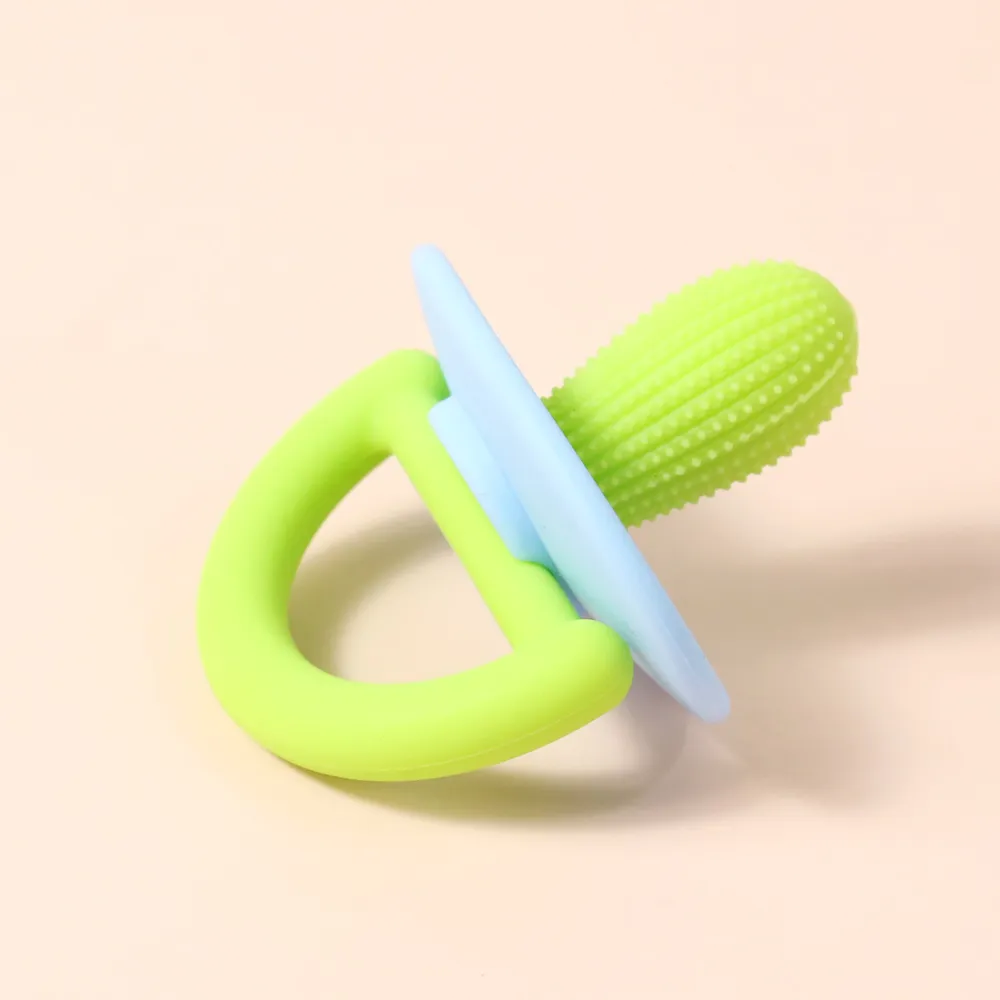 Silicone Baby Teether Toy Cactus Shape Infant Teething Toy Pacifiers Soothe Babies Sore Gums Light Blue