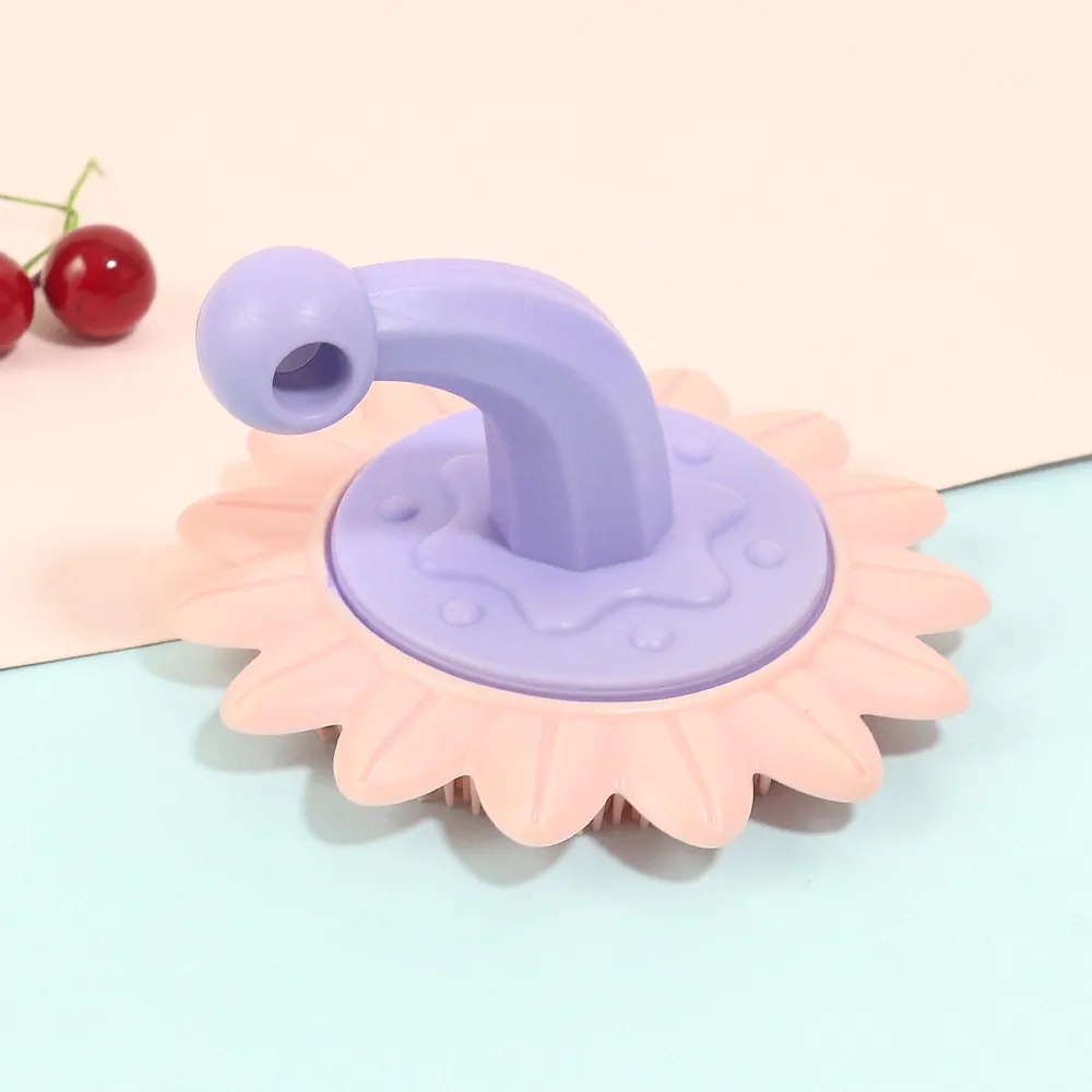 Silicone Baby Shampoo Massage Brush Sunflower Shape Scalp Hair Body Cleaning Brush  image 3