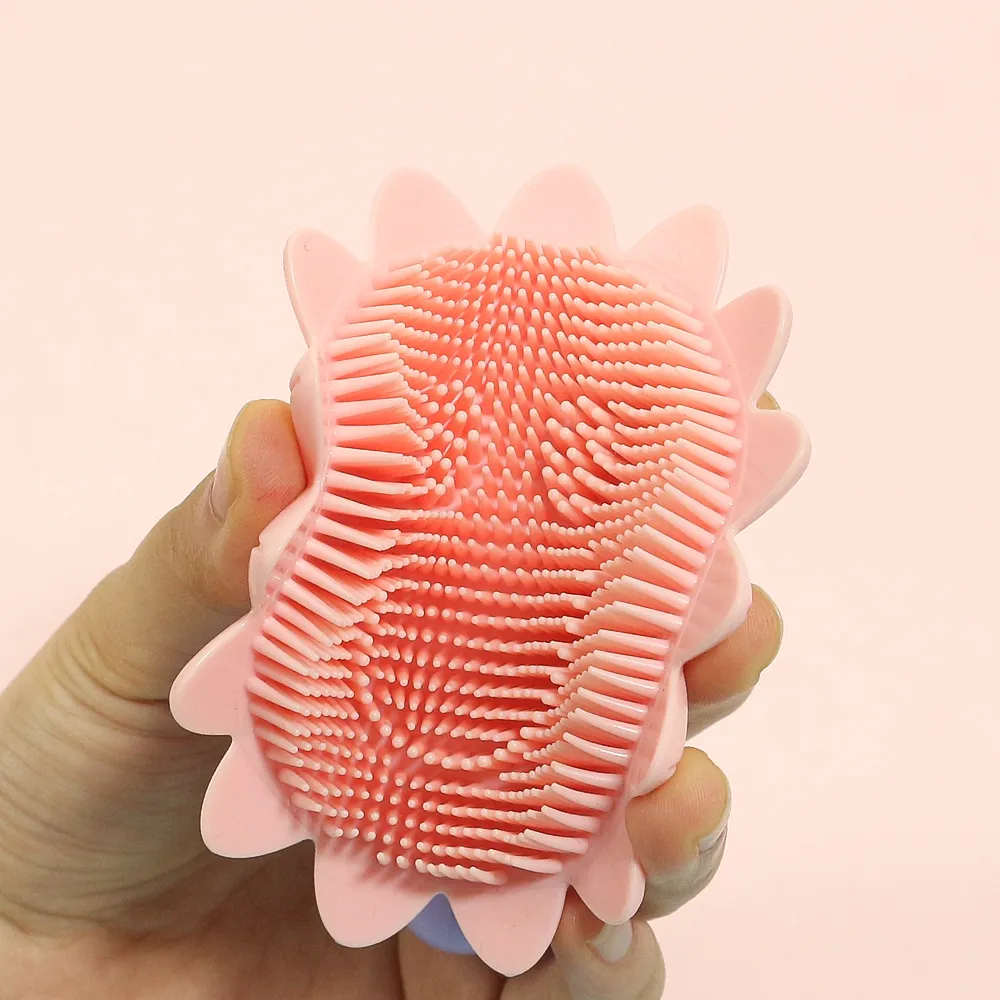 Silicone Baby Shampoo Massage Brush Sunflower Shape Scalp Hair Body Cleaning Brush big image 5