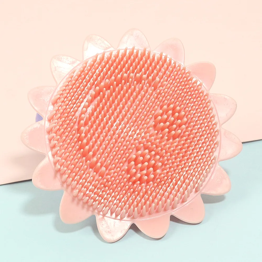 Silicone Baby Shampoo Massage Brush Sunflower Shape Scalp Hair Body Cleaning Brush big image 7