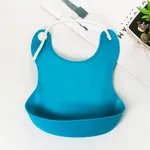 Baberos suaves y ajustables para bebés con bolsillo colector de alimentos duraderos y fáciles de lavar Azul