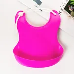 Adjustable Soft Baby Bibs with Food Catcher Pocket Durable and Easy to Wash Hot Pink