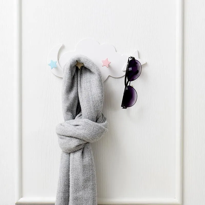 Cartoon Cloud Adhesive Hooks Wall Mounted Sticky Hooks for Key Hat Bathroom Robe Towel  big image 5