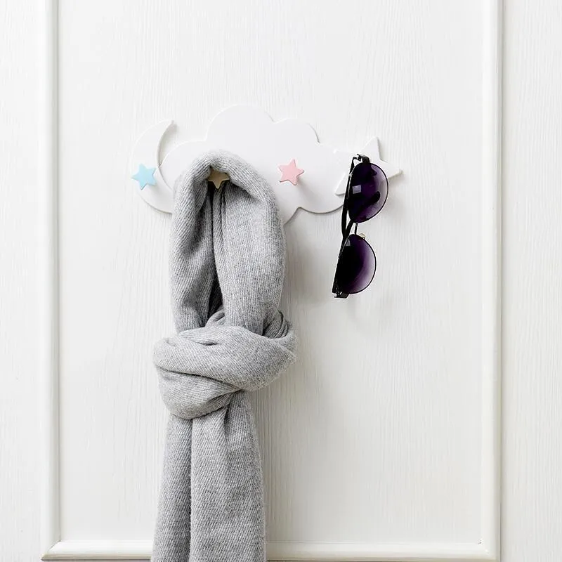 Cartoon Cloud Adhesive Hooks Wall Mounted Sticky Hooks for Key Hat Bathroom Robe Towel big image 5