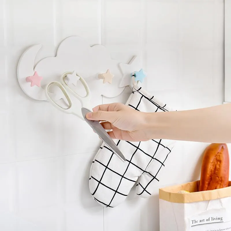 Cartoon Cloud Adhesive Hooks Wall Mounted Sticky Hooks for Key Hat Bathroom Robe Towel  big image 6