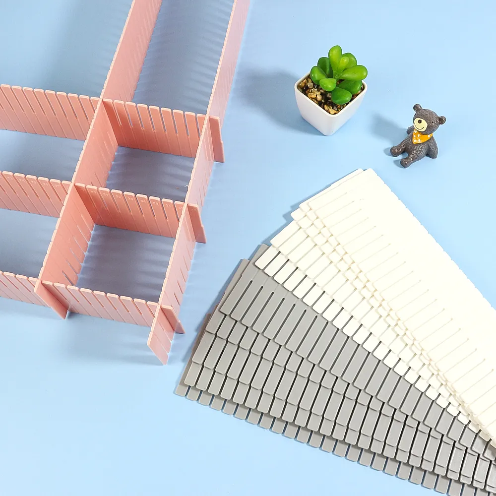 5Pcs Gaveta Divisórias Ajustável DIY Organizador de Armazenamento Separador para arrumar roupas meias roupas íntimas cosméticos desordem Branco image 5
