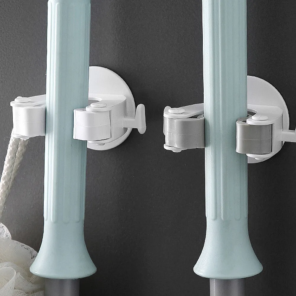 2Pcs Broom Holder Wall Mount Mop Hanger Self Adhesive No Drilling for Home Kitchen Garden Garage Storage Systems big image 3