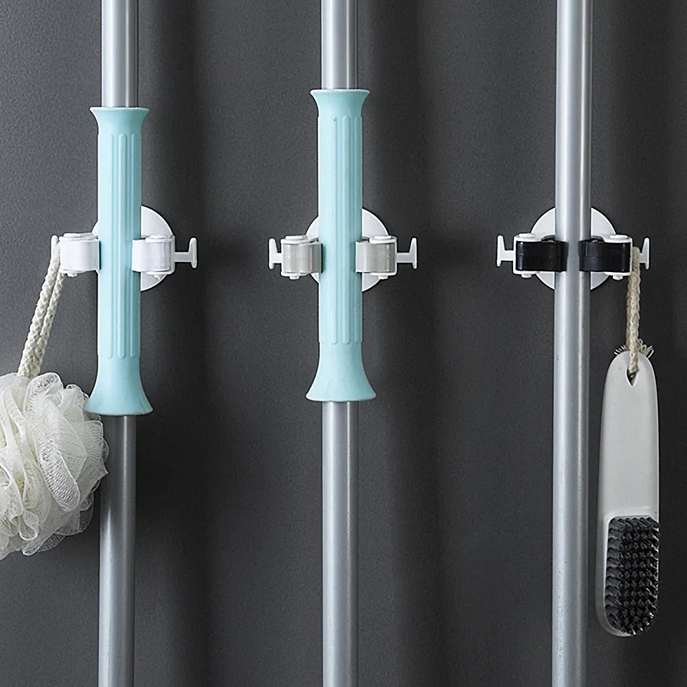 2Pcs Broom Holder Wall Mount Mop Hanger Self Adhesive No Drilling for Home Kitchen Garden Garage Storage Systems big image 4