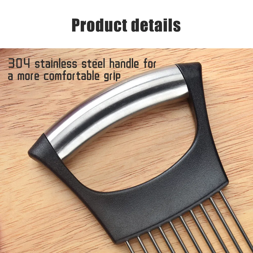 Stainless Steel Plastic Handle Onion Needle Fruit Vegetable Holder Multifunctional Kitchen Gadget Black image 5
