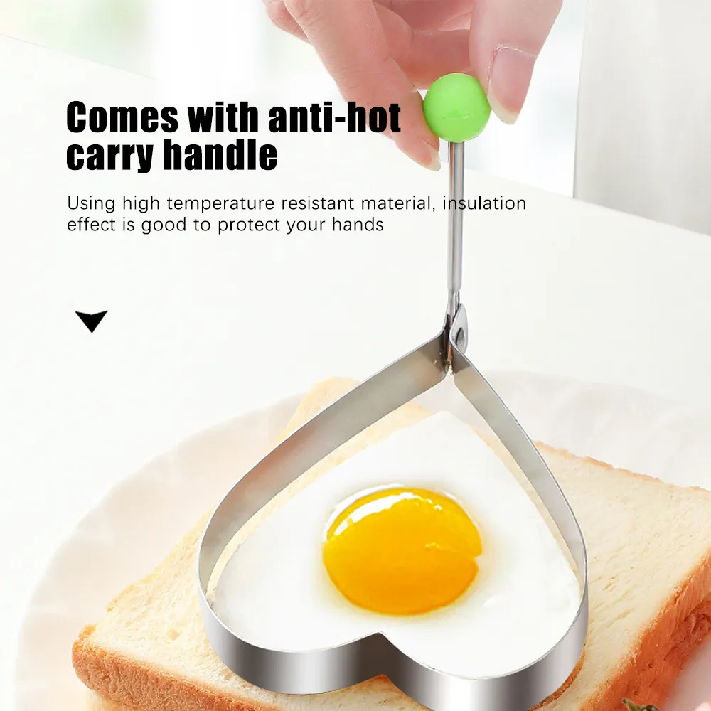 5Pcs Ring Molds Packing Poached Egg with Heart Shaped for Fried Egg big image 3