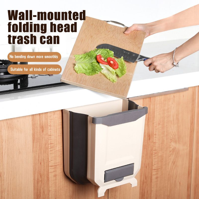 

Single-family Household Kitchen Cabinet Door-mounted Folding Trash Can