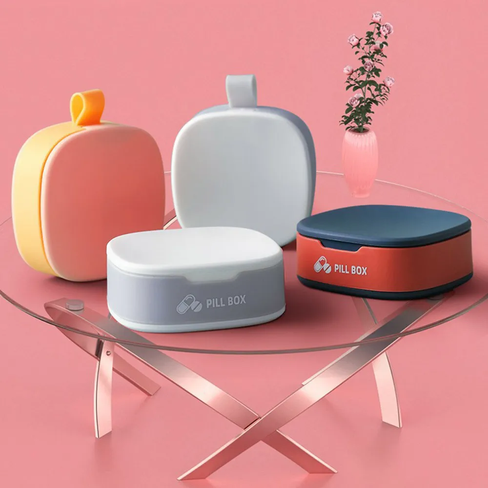 Pill Box 4 Compartment Pill Container for Purse, Portable Medicine Organizer Daily Vitamin Organizer Small Pill Case Cute Pill Organizer Travel Pill Holder Vitamin Organizer  White image 5