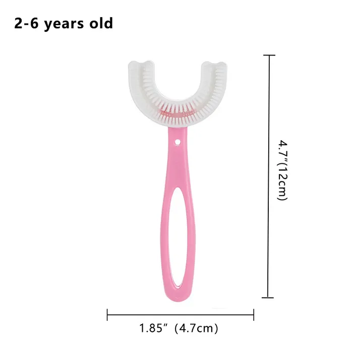 Nuevo cepillo de dientes para niños con cabezal de cepillo de silicona de grado alimenticio en forma de U, cepillo de dientes manual Herramientas de limpieza oral para niños Limpieza dental de entrenamiento Cepillo de dientes de boca entera para niños de 2-6 años