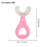 Neue Zahnbürste für Kinder mit U-förmigem Silikon-Bürstenkopf in Lebensmittelqualität, manuelle Zahnbürste, Mundreinigungswerkzeuge für Kinder, die die Zahnreinigung der ganzen Mundzahnbürste für 2-6-jährige Kinder trainieren rosa