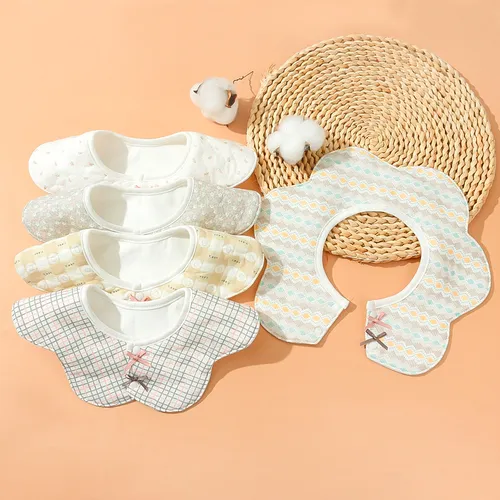 100% Cotton Baby Bibs 360° Rotate Bow Decor Petal Shape Bibs