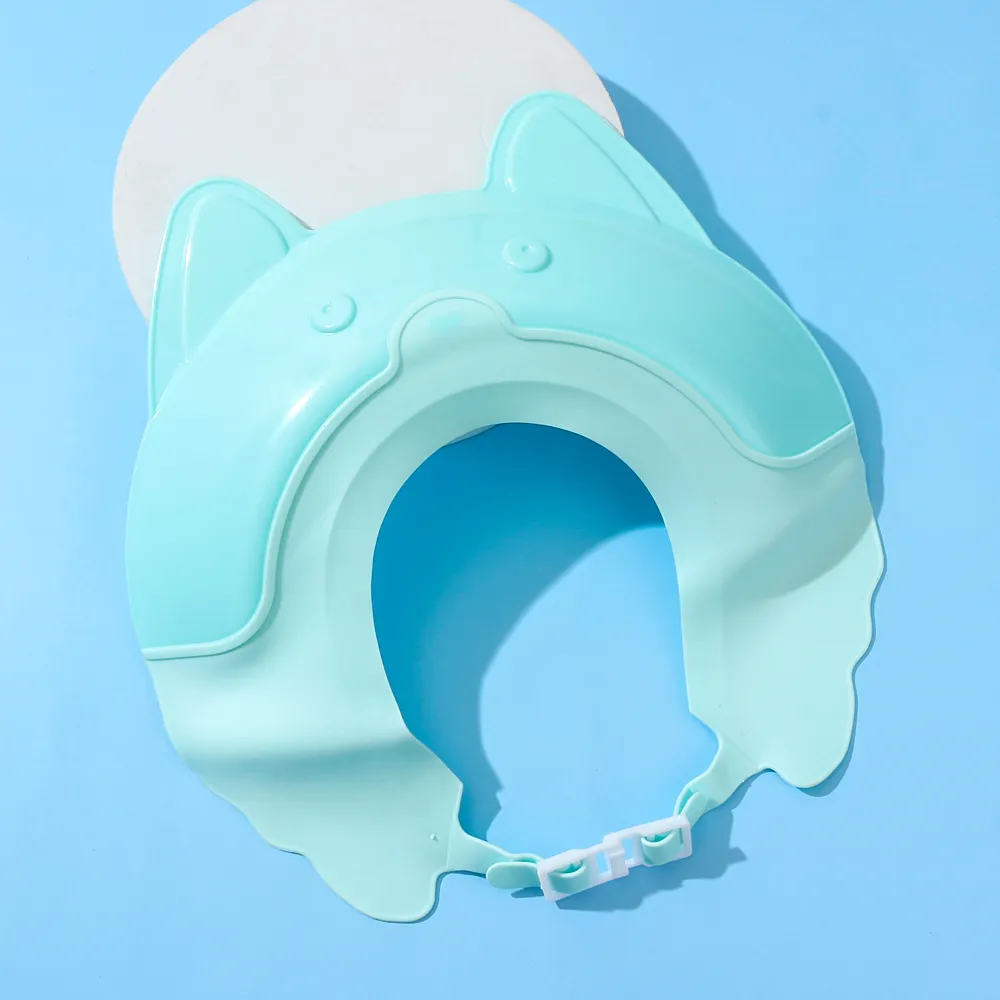 Baby Shower Cap Cartoon Fox Shape Adjustable Bathing Hat for 3-12Y Blue