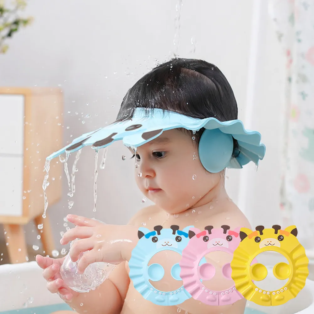 Baby Shower Caps Shampoo Cap Wash Hair Kids Bath Visor Hats Adjustable Shield Waterproof Ear Protection Eye Children Hats Infant big image 6