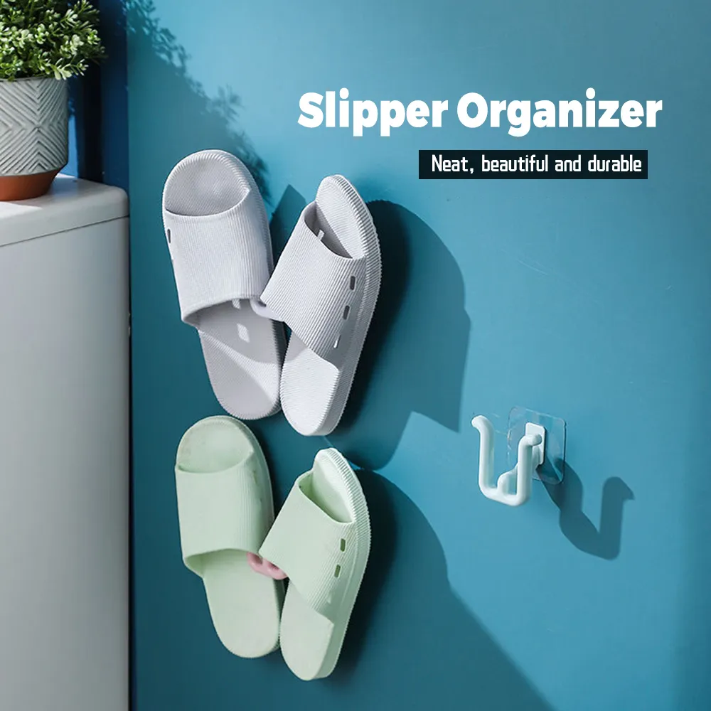 3-pack Wall Mounted Shoe Rack, Hanging Shoe Rack for Door, Self Adhesive Wall Hanging Bathroom Storage Box Slippers Hanger Shoe Rack Shoe Organizer big image 2