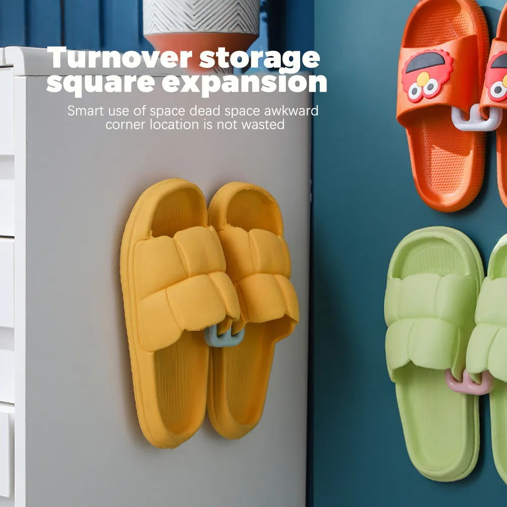 3-pack Wall Mounted Shoe Rack, Hanging Shoe Rack for Door, Self Adhesive Wall Hanging Bathroom Storage Box Slippers Hanger Shoe Rack Shoe Organizer big image 3