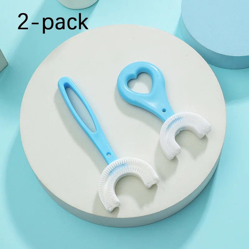 

Kids New Toothbrush with U-Shaped Food Grade Silicone Brush Head, Manual Toothbrush Oral Cleaning Tools for Children Training Teeth Cleaning Whole M
