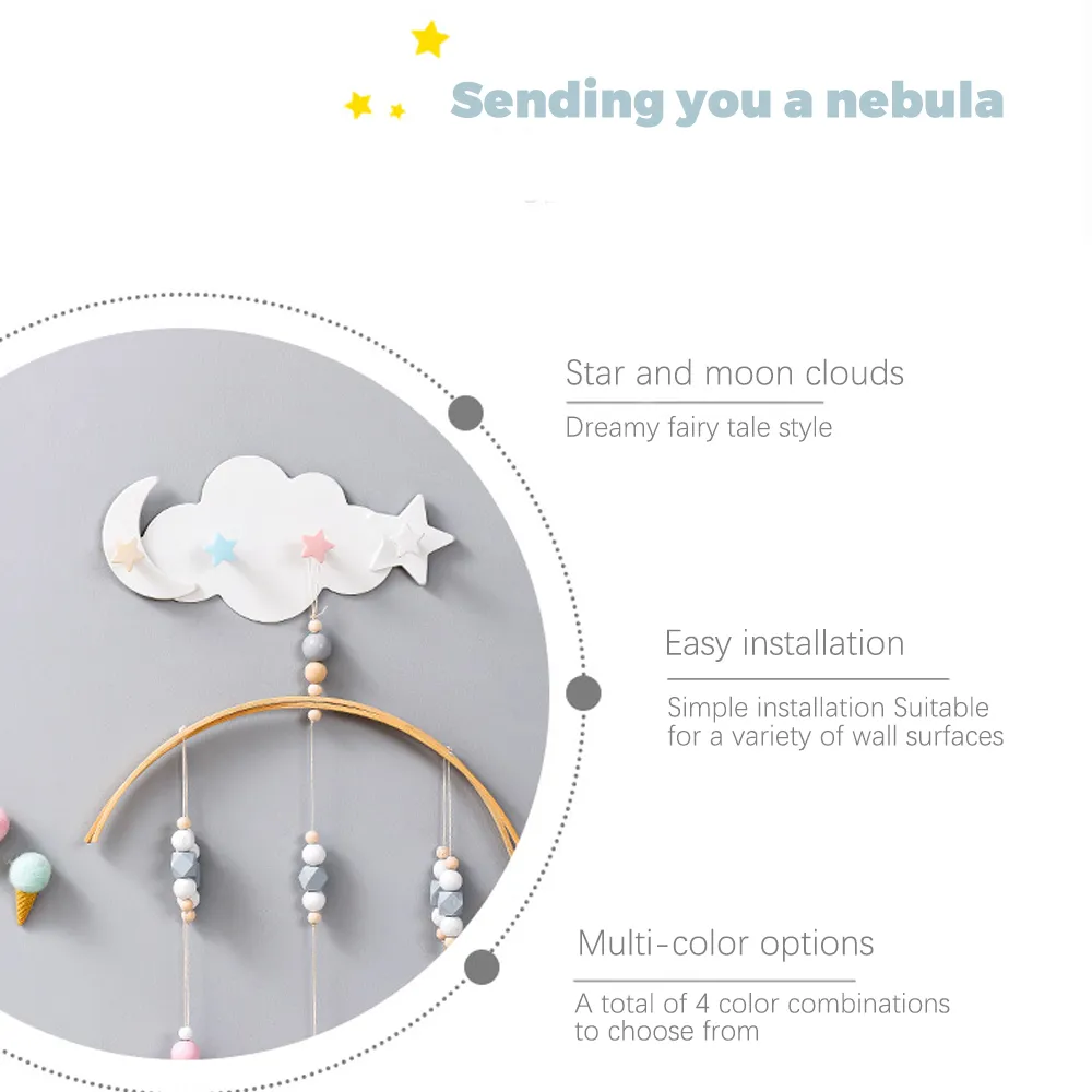 Cartoon Cloud Adhesive Hooks Wall Mounted Sticky Hooks for Key Hat Bathroom Robe Towel big image 3