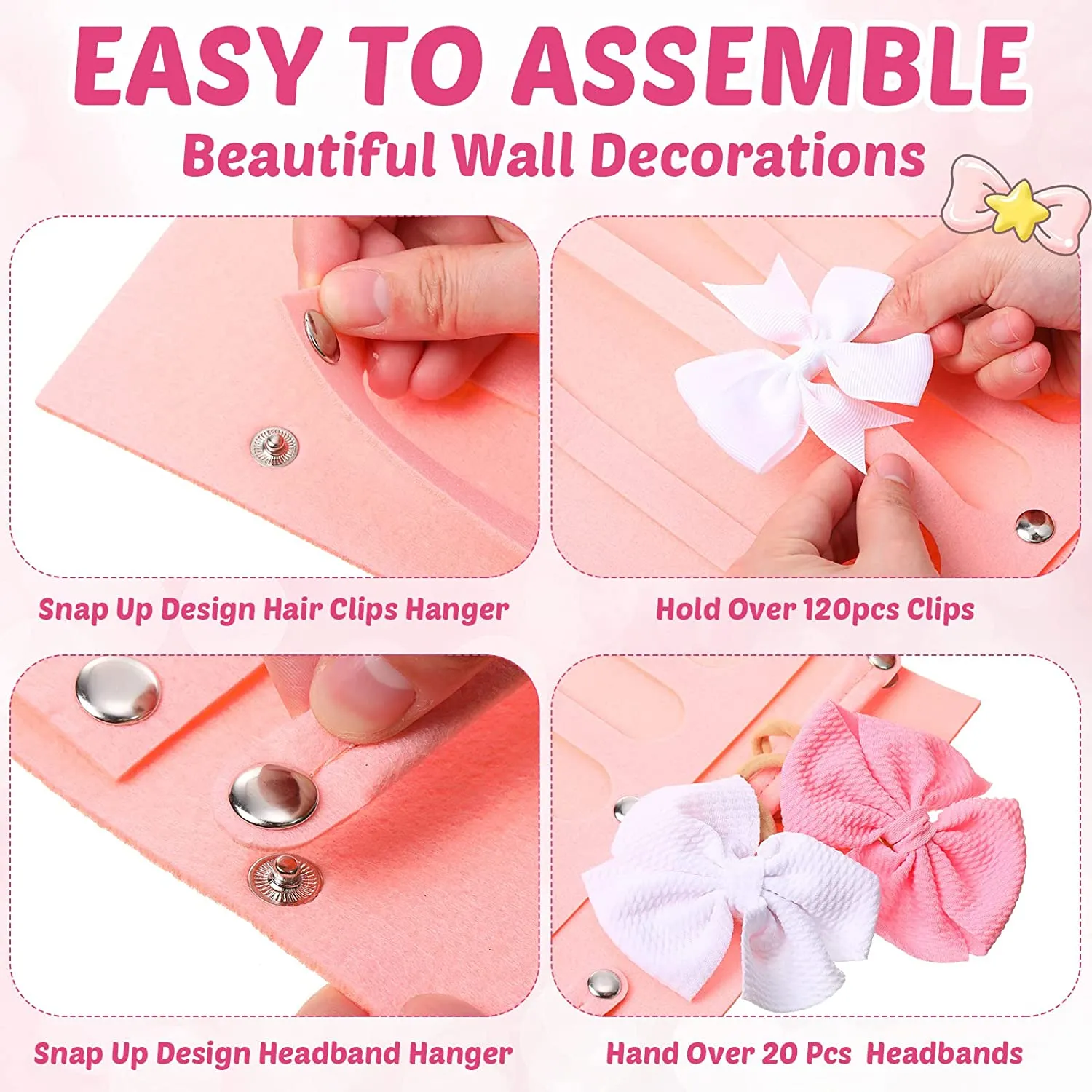 Baby Headband Organizer for Baby Girls, Large Capacity Hair Bows Clips Hanging Organizer   image 2