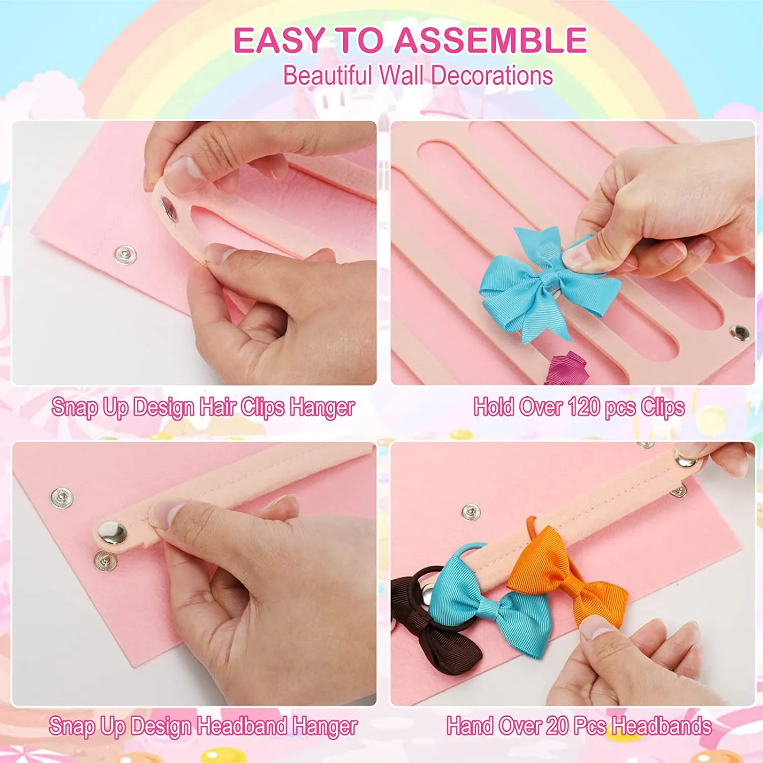 Baby Headband Organizer for Baby Girls, Large Capacity Hair Bows Clips Hanging Organizer   image 4