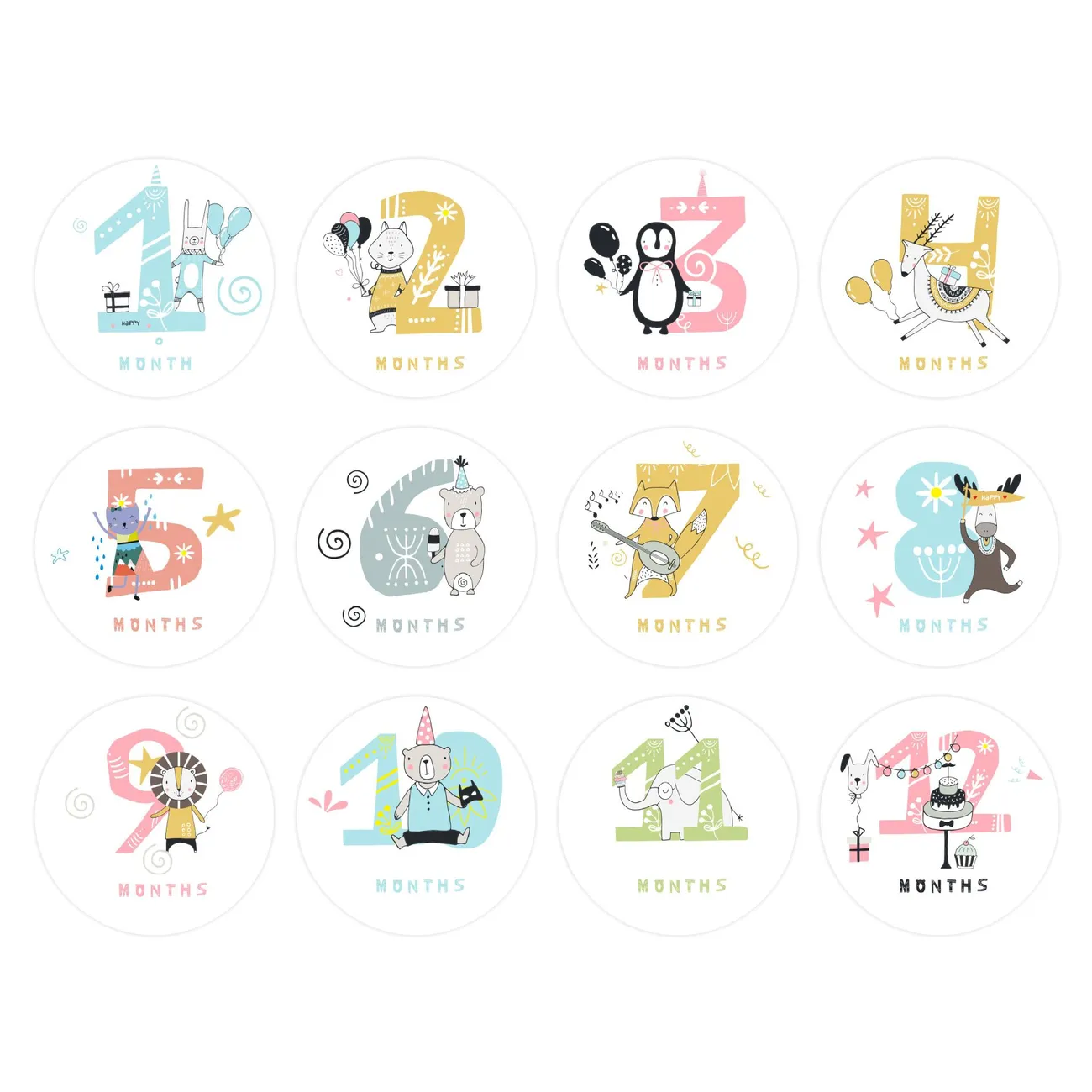 Baby Milestone Photo Commemorative Stickers for January to December White big image 1