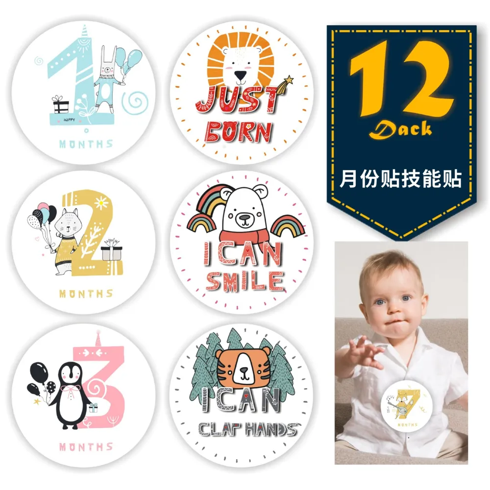 Baby Milestone Photo Commemorative Stickers for January to December big image 2
