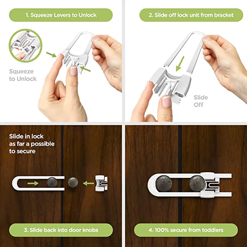 Multi-Purpose Child Safety Lock Best for Baby Proofing Strong ABS Plastic Knob Cover Child Proof Cabinet Latches big image 5