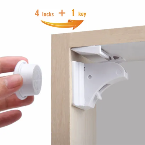 Magnetic Child Safety Cabinet Locks - Easy to Install Without Drilling or Screws with 3M Adhesive Tape 