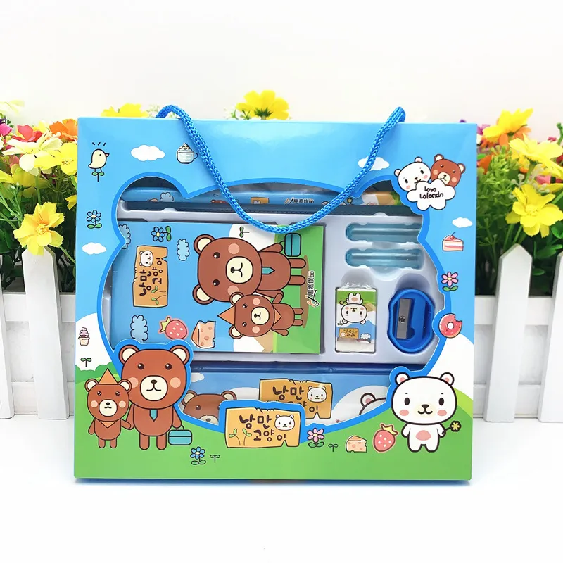 Cute Various Cartoon Animals Stationery Set Blue