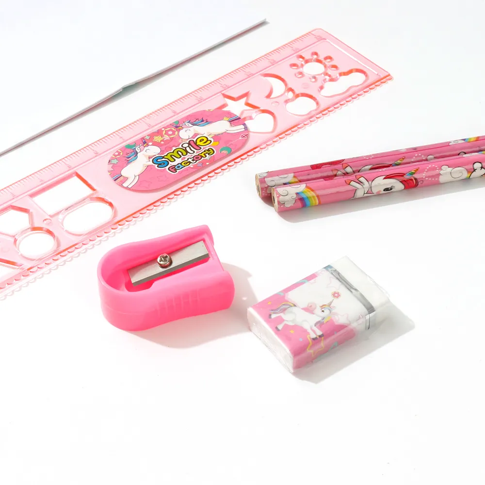 7pcs Cute Unicorn Cartoon School Supplies Stationery Set   image 2