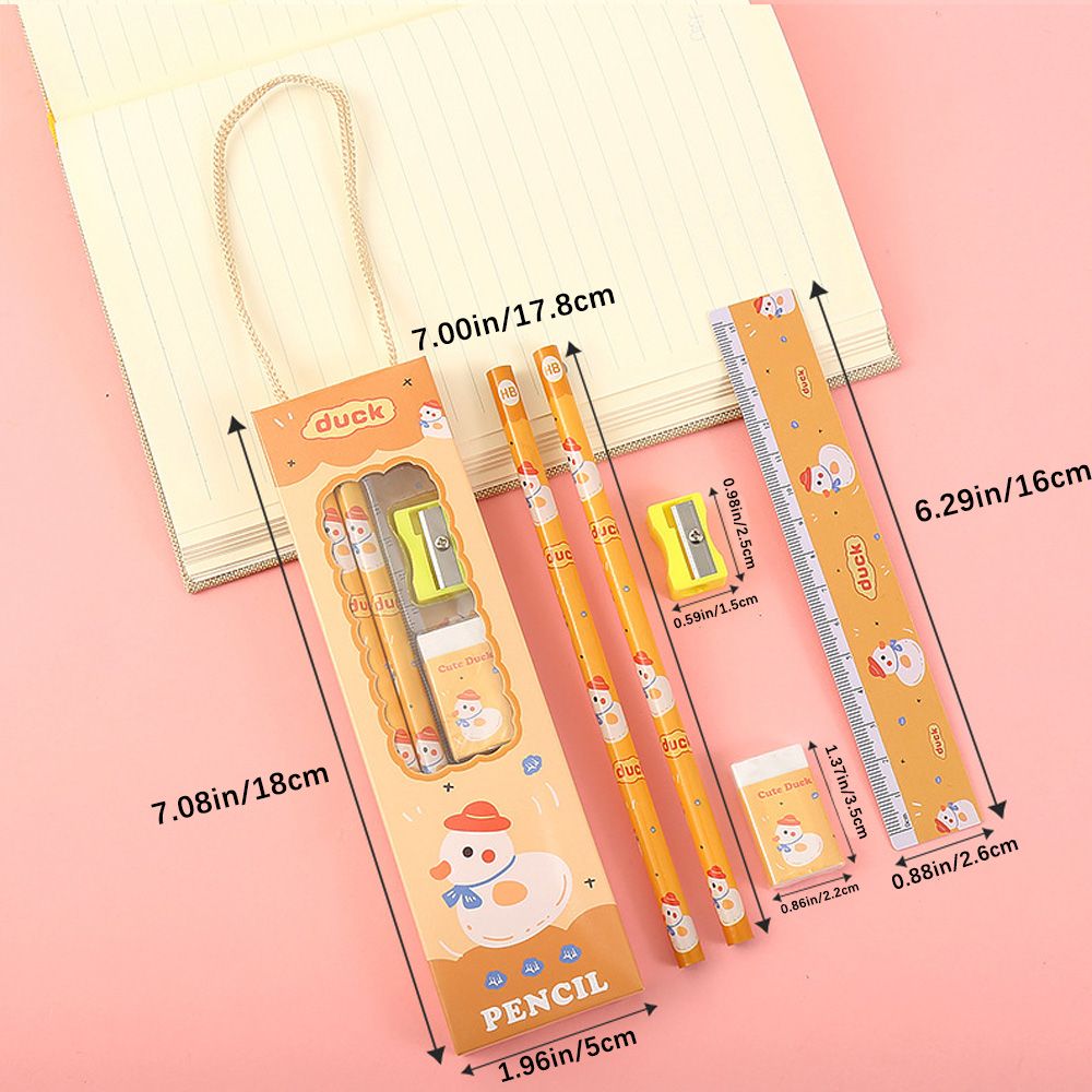 5pcs Cartoon Boxed Cute Pencil Set Stationery Set
